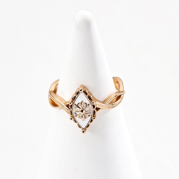 ✨ Artisan Original Design Vintage White Enamel Filigree Ring | Adjustable S925 - Picture 1 of 5